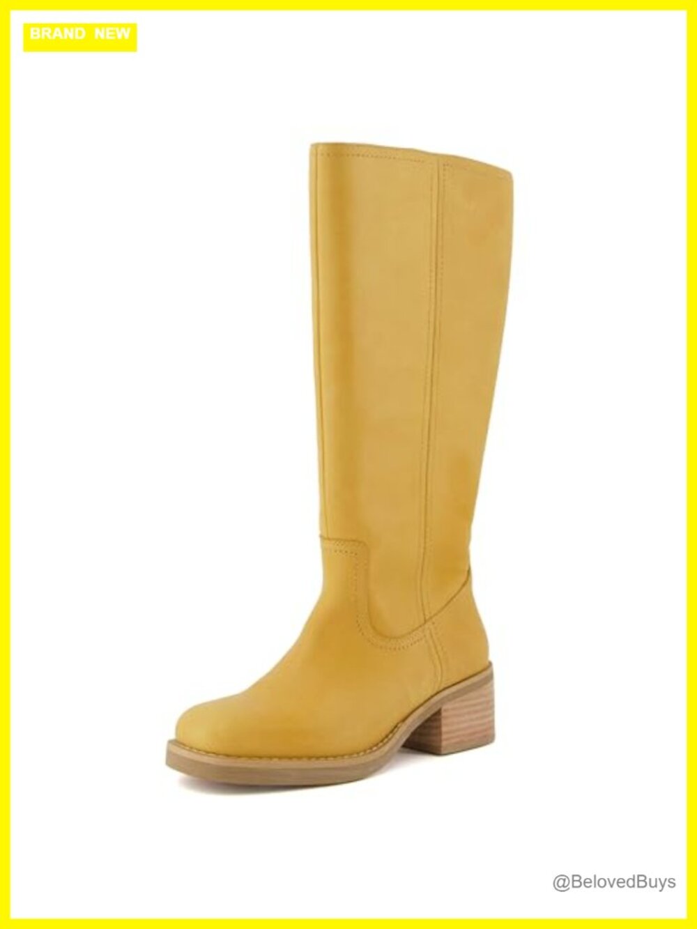 Genuine Leather Knee High Chunky Block Heel Tall Boots Pull On